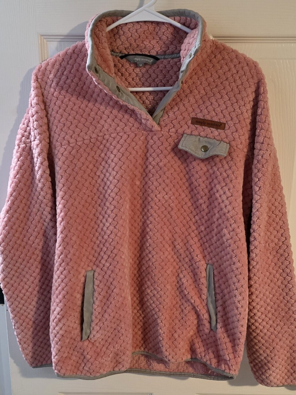 Simply Southern Blossom Long Sleeve Soft Sherpa Pullover Sweatshirt Size Medium